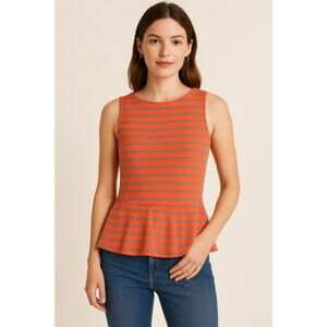 MOSSIMO Sleeveless Peplum Top Striped Officewear XS